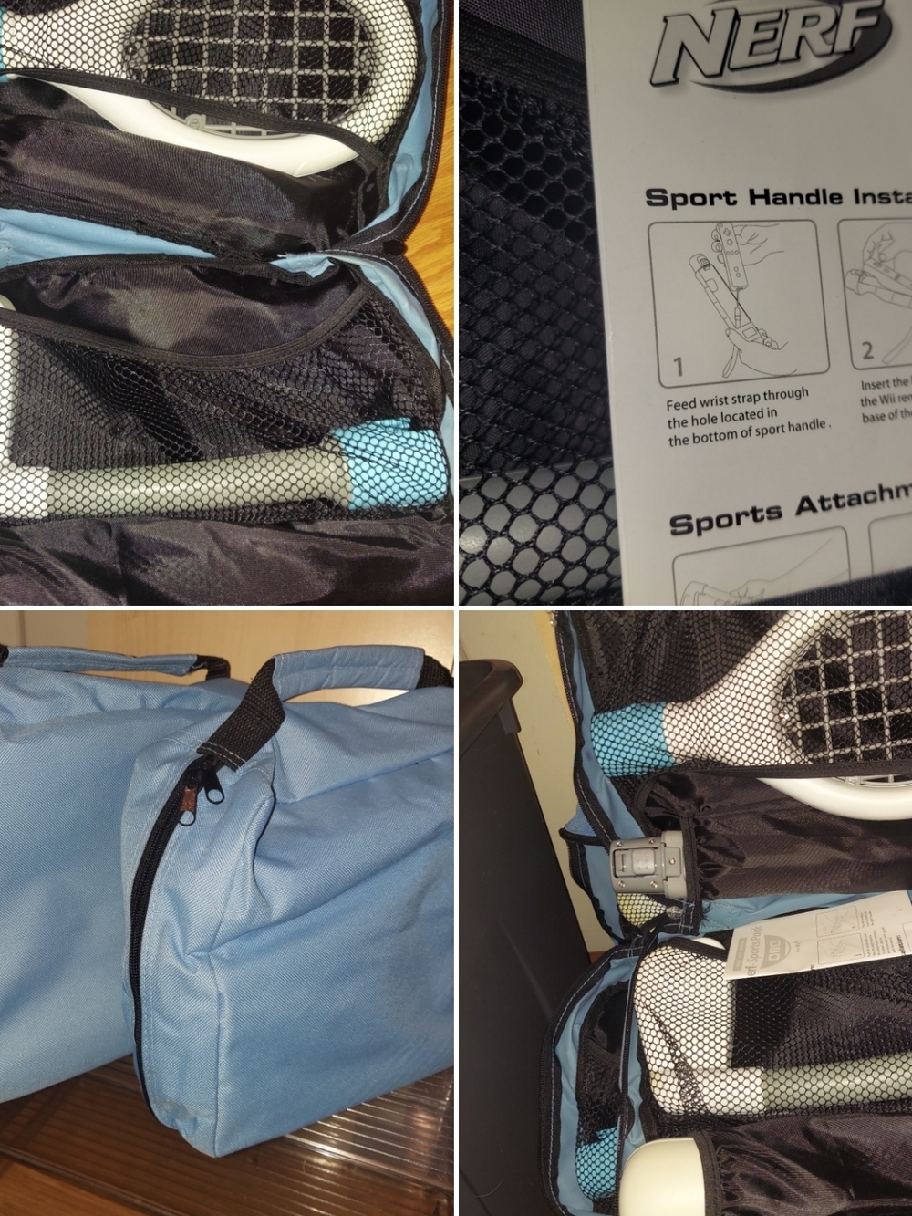 Set Of 2 Nerf Wii Sports Handles With Light Blue Carrying Bags